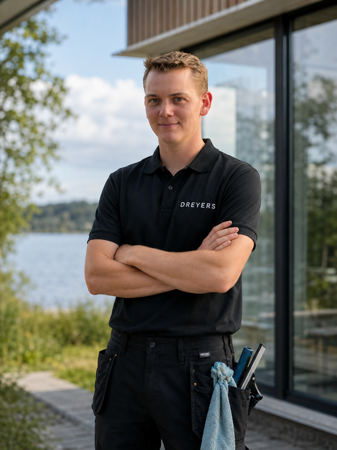 Magnus fra DREYERS foran en bolig